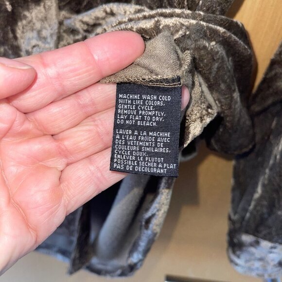 Carole Little Vintage Womens Shirt Size Large Green Crushed Velvet Button Down - Picture 7 of 7